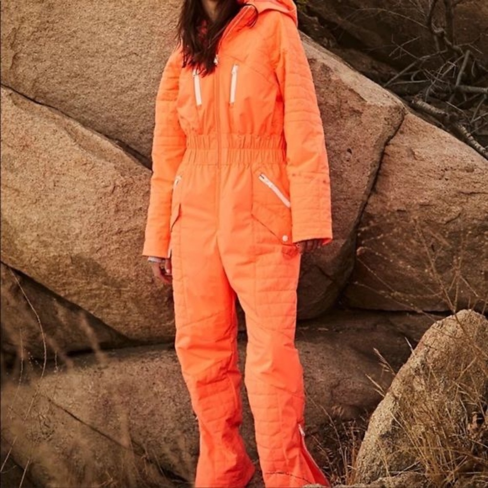 Free People All Prepped Sleeve One Piece Ski Snowsuit Jumpsuit L NWT